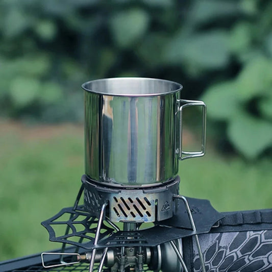 Stainless Steel Camping Cup 250/350/500Ml Portable Carabiner Cups Outdoor Water Cup Mug with Foldable Handle Kitchen Drinkware