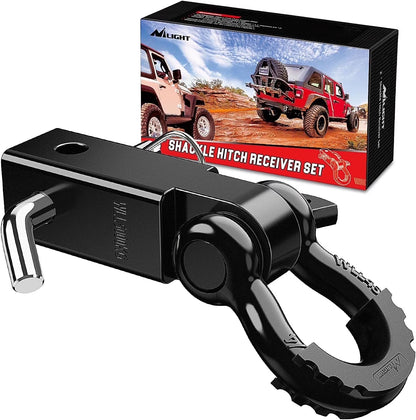 Shackle Hitch Receiver 2Inch 45000 Lbs Breaking Strength 3/4" D Ring Shackle W/Trailer Hitch Pin Heavy Duty Solid Recovery Towing Kit for Trucks Jeeps Off-Road
