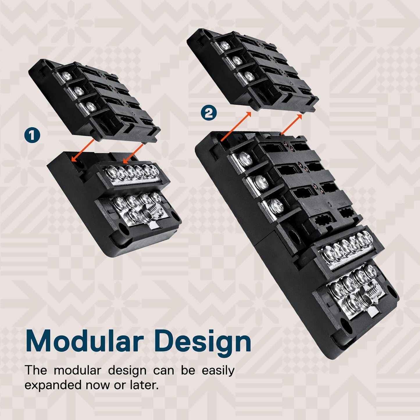 True Mods 6 Way Fuse Box with 12 Ground Negative Busbar for Automotive [12V - 32V DC] [100 Amp Max] [Modular Design] [ATC/ATO Fuses] [LED Indicator] Auto Marine Ground Fuse Block