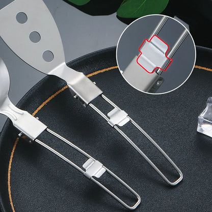 304 Stainless Steel Outdoor Portable Folding Kitchenware Outdoor Multifunctional Camping Cookware Picnic Shovel Spoon