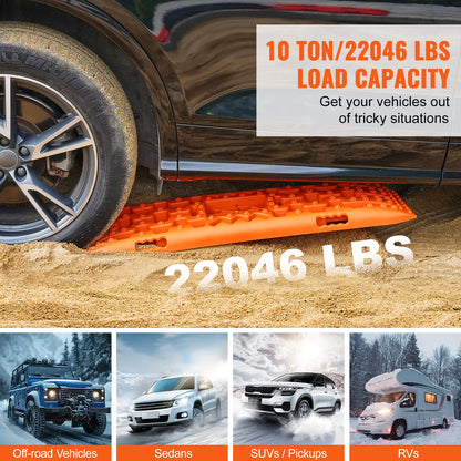 10 TON Traction Boards with PP Material Recovery Boards for Off-Road Vehicle Car Pickup SUV RV Pair Tire Traction Mats