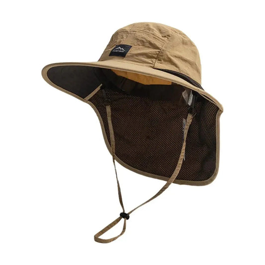 Unisex Summer Wide Brim Waterproof and Quick-Drying with Hat Panama Uv Fisherman Caps Mesh Breathable Neck Protection