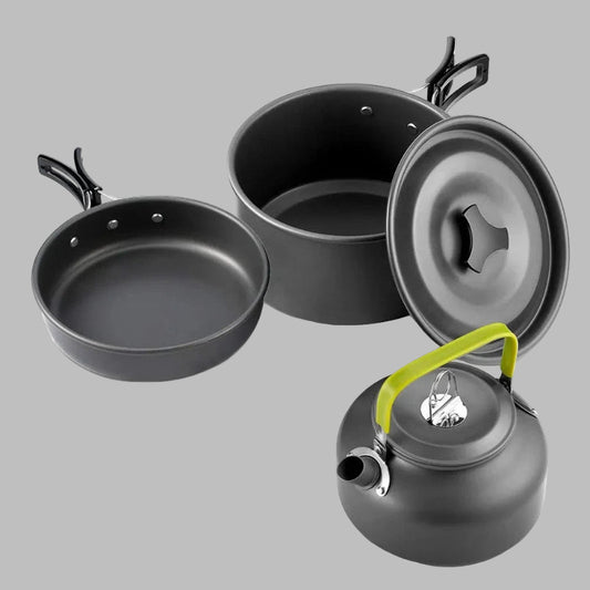 Camping Cooking Set Camping Cookware Travel Tableware Outdoor Picnic Set Teapot for 2-3 Peaple Non-Stick Pots Assorted Sets