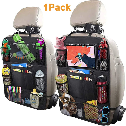 1 Pack Car Seat Organizer,Waterproof Car Storage Back Seat Organizer, 10 Storage Pockets Car Organizers, Heavy Duty Stain Resistant Kick Mats for Kids Truck,Interior,Vehicle
