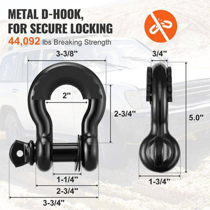 Off-Road Recovery Kit, 30000 Lbs. Tow Straps, 44092 Lbs. D-Ring Shackles, 3 In. X 30 Ft., Heavy Duty Winch Recovery Kit