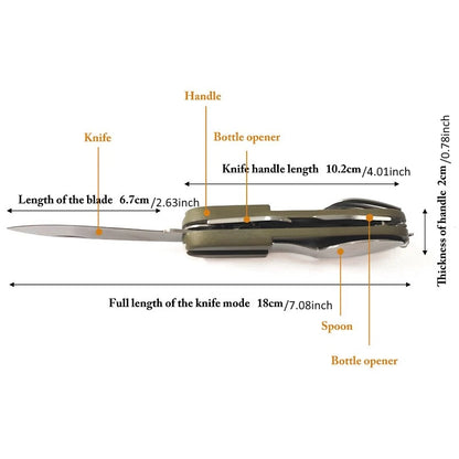 Stainless Steel 7-In-1 Multifunctional Tableware Set for Outdoor Activities - Perfect for Picnics, Camping, Hiking, and Travel