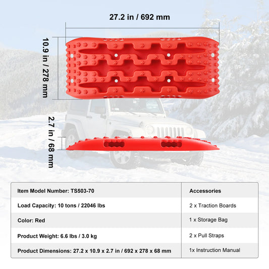 10 TON Traction Boards with PP Material Recovery Boards for Off-Road Vehicle Car Pickup SUV RV Pair Tire Traction Mats