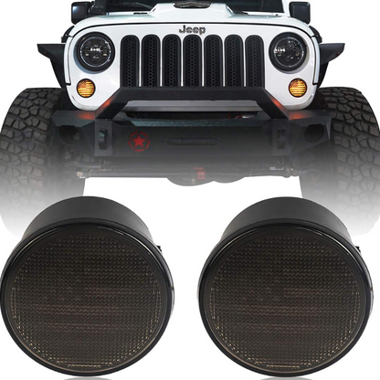 American Flag Turn Lights Smoked Amber LED Indicator Blinker for Jeep Wrangler JK & Unlimited 2007-2018 - US Flag