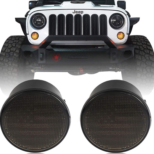 American Flag Turn Lights Smoked Amber LED Indicator Blinker for Jeep Wrangler JK & Unlimited 2007-2018 - US Flag