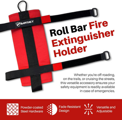 - 2.5 Lb Roll Bar Fire Extinguisher Mount for Vehicle Holder, Adjustable Fire Extinguisher Holder Mount, US Made Universal Vehicle Fire Extinguisher Holder Fits All Roll Bars (Red)