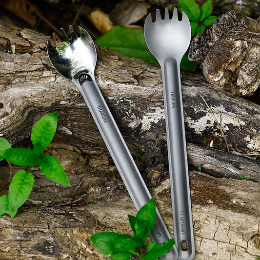 Titanium Long Handle Spork Spoon Cutlery Ultralight Tableware Outdoors Portable Dinnerware Camping Equipment