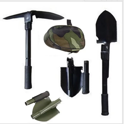 Foldable Portable Truck Mounted Engineer Shovel Camping Tent Outdoor Shovel Self-Defense Survival Tool Compass Storage Bag