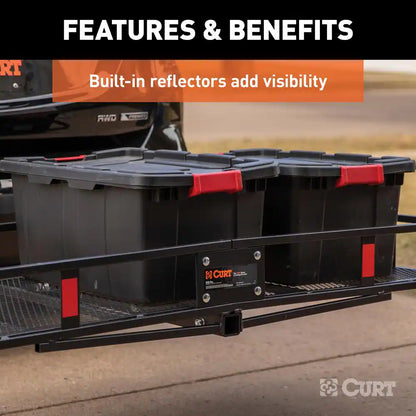 500 Lbs. Capacity 60 In. X 24 In. Black Steel Basket Hitch Cargo Carrier (Folding 2 In. Shank) and Vinyl Bag Combo Kit