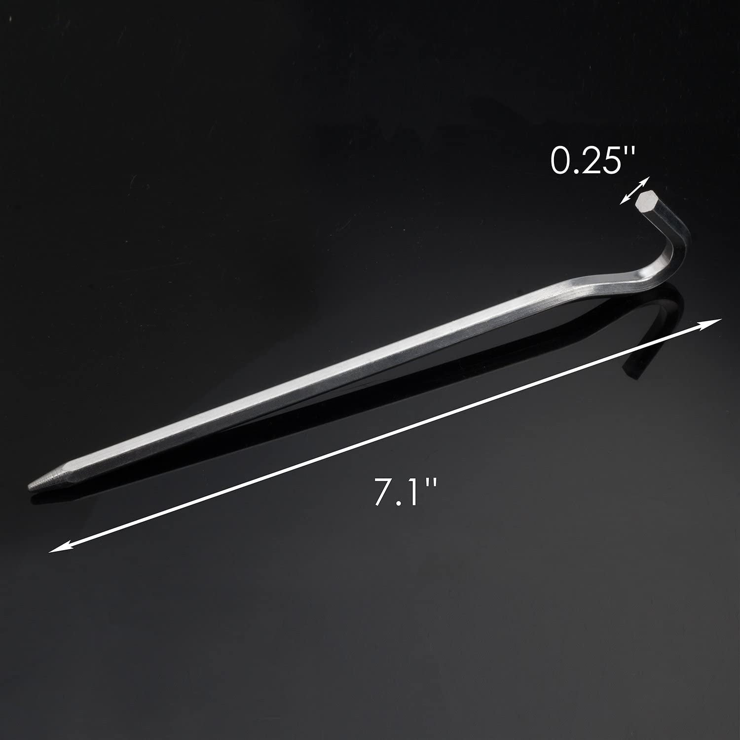 Tent Pegs - Aluminium Tent Stakes Pegs with Hook - 7’’ Hexagon Rod Stakes Nail Spike Garden Stakes Camping Pegs for Pitching Camping Tent, Canopies