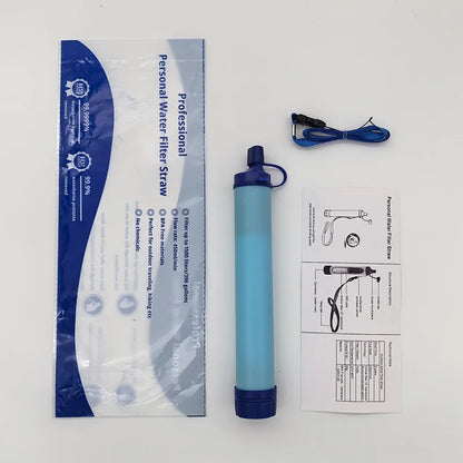 1Pc Outdoor Water Filter, Personal Straw Water Filtration System, Emergency Survival Water Purifier for Camping Hiking Climbing
