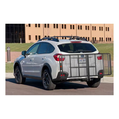 500 Lbs. Capacity 60 In. X 24 In. Black Steel Basket Hitch Cargo Carrier (Folding 2 In. Shank) and Vinyl Bag Combo Kit