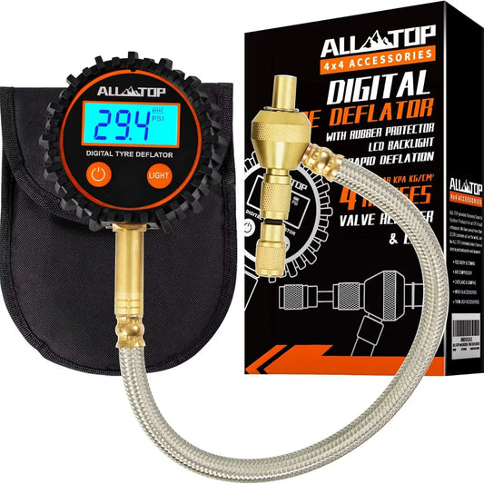 Professional Rapid Air down 4X4 Tire Deflator Kit Pressure Gauge 250 PSI Accurate & Fast Tire Air down Tools Rapid Tire Deflator