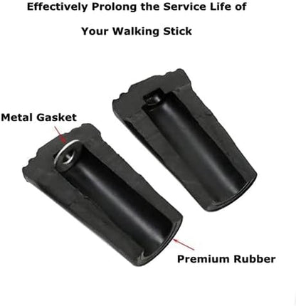 Walking Stick Tips Rubber 4Pcs Trekking Pole Tips Replacement- Rubber Feet for Hiking Poles, Walking Sticks, Trekking Poles | Rubber Tip for Walking Sticks Hiking Trekking Poles Boot Tips Rubber Feet
