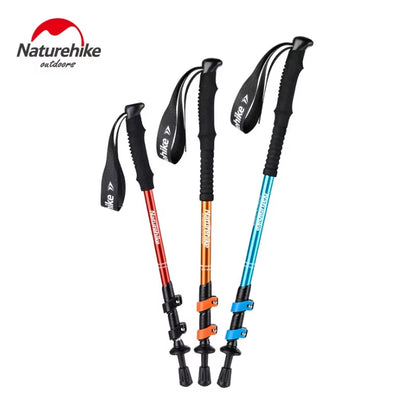 Outdoor Walking Stick Aluminum Alloy Alpenstock Telescopic Hiking Trekking Pole for Adult Kids Women Men Children