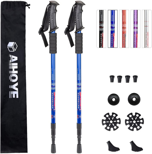 Hiking Trekking Poles, 2 Pack Collapsible, Lightweight, anti Shock, Walking Sticks, Adjustable Hiking Pole for Men and Women