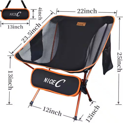 Camping Chair, Ultralight Camping Chair, Beach Chair, Collapsible Folding Chair with Carry Bag (1-Pack Orange)