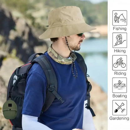 Summer Sun Protection Waterproof Fisherman Hat Bucket Camping Hiking Mountaineering Cap with Storage Bag Anti-Uv Sun